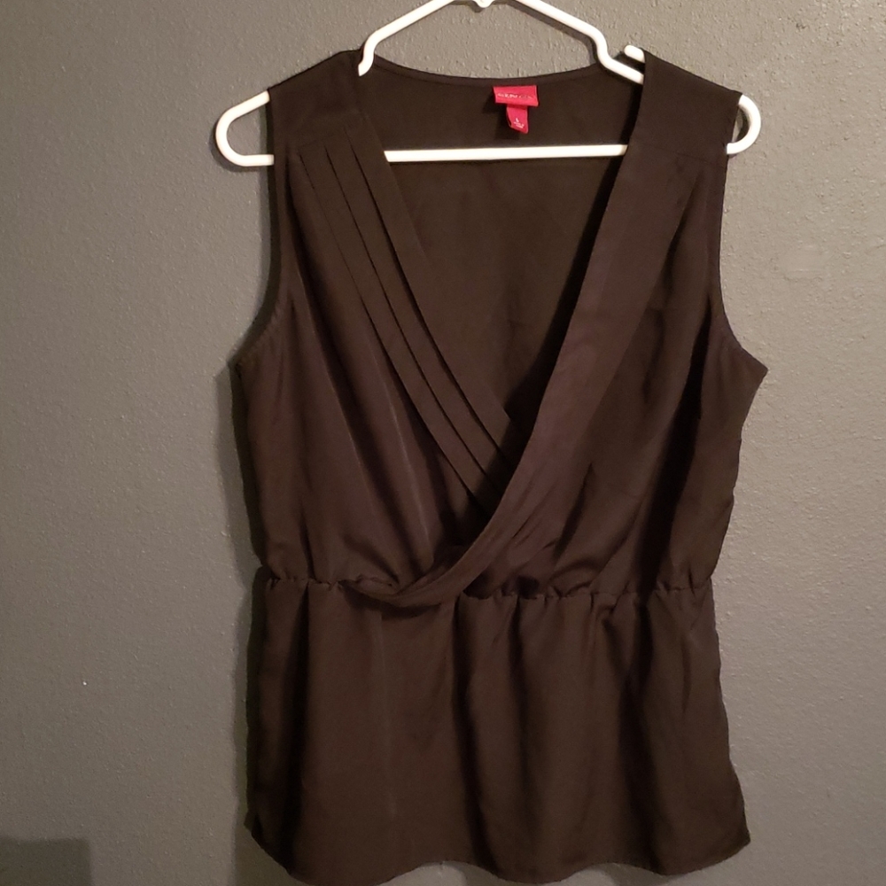Merona black peplum top, size L